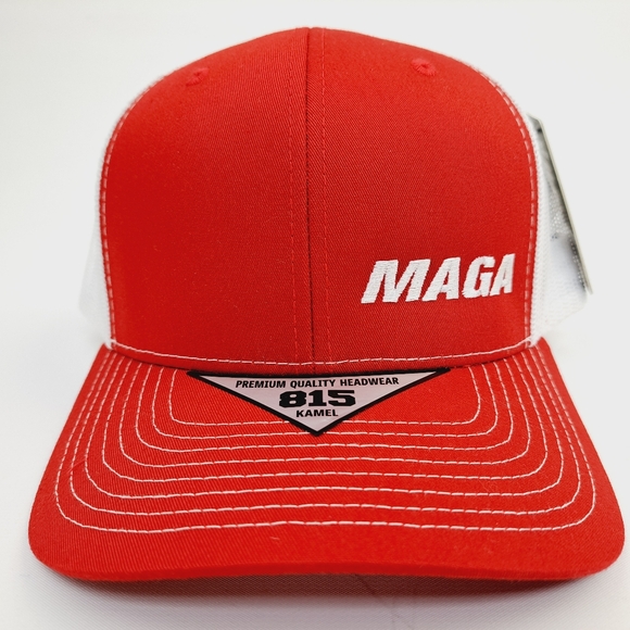 MAGA Trump 2024 Trucker Mesh Snapback Cap Hat Red - Picture 1 of 4